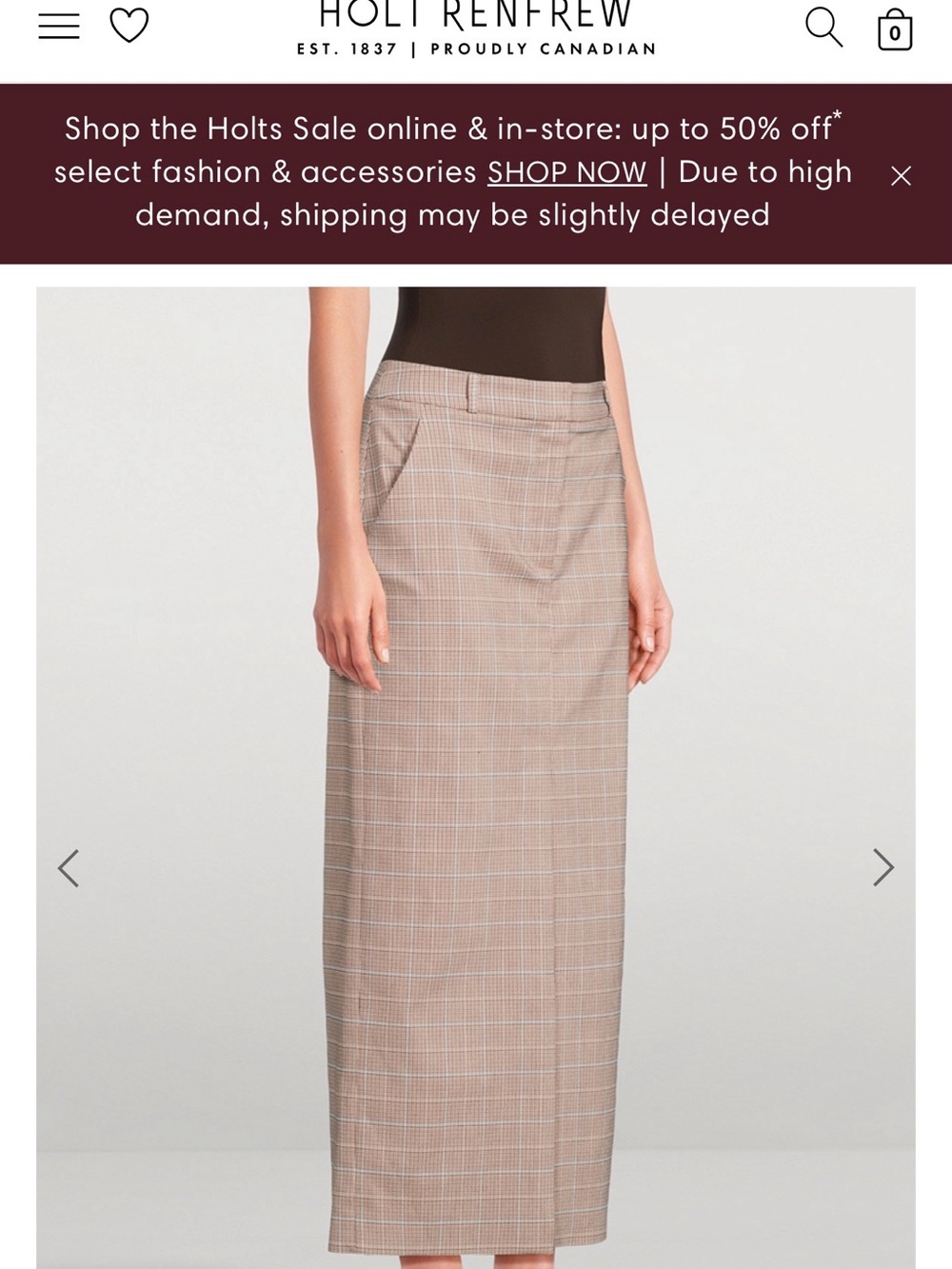 Veronica Beard Plaid Maxi Skirt in Brown and Cream